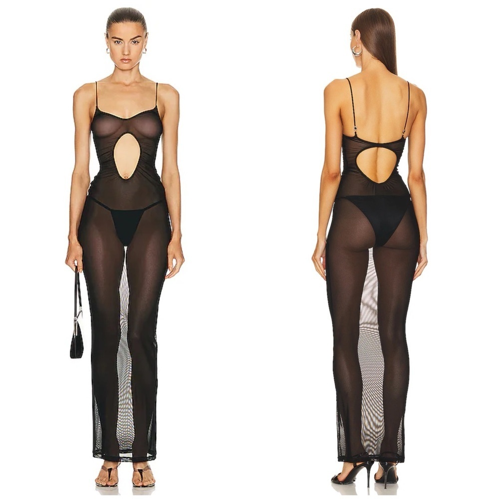 Melissa Simone Mesh Maxi Dress in Black Size S